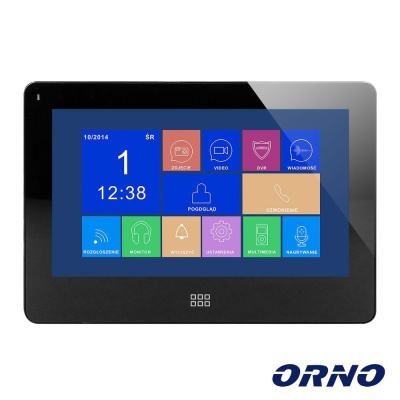 Painel digital preto com ecrã colorido e logotipo ORNO