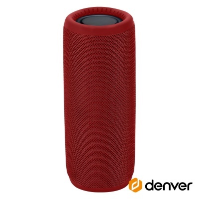 Coluna de som portátil cylindrical vermelha com topo preto da Denver