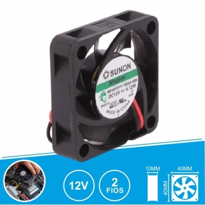 ventoinha preta quadrada Sunon 12V 40x40mm