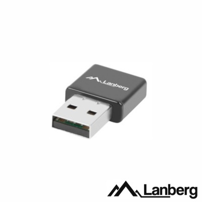 Adaptador USB Lanberg preto com logótipo e texto Lanberg