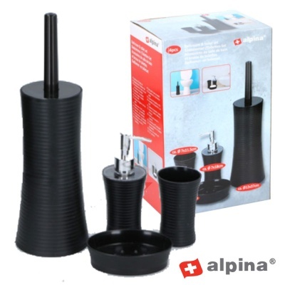 Conjunto de acessórios de casa de banho pretos da Alpina