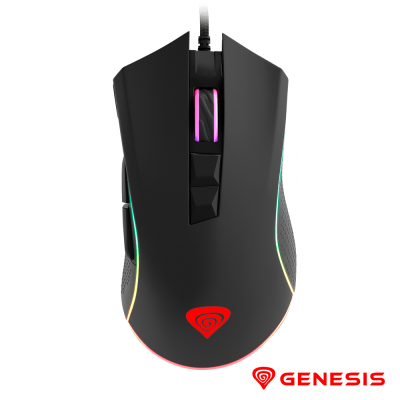 Rato de computador preto GENESIS com iluminação LED colorida
