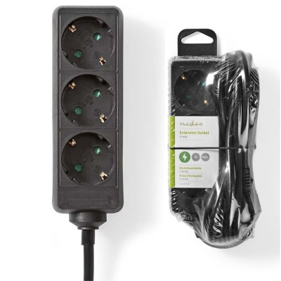 Tomada Elétrica c 3 Saídas Interruptor Proteção 3M NEDIS