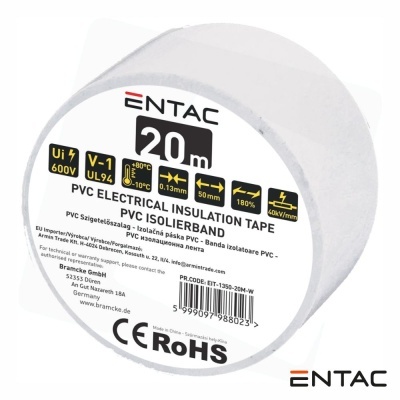 Fita Isoladora Branco 20M 0.13x50mm ENTAC