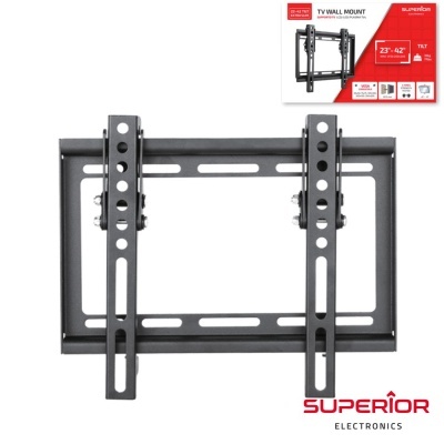 Suporte de parede preto para TV com embalagem Superior Electronics