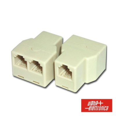 ADAPTADOR DE TELEFONE RJ12 6P6C 1 FÊMEA  2 FÊMEA