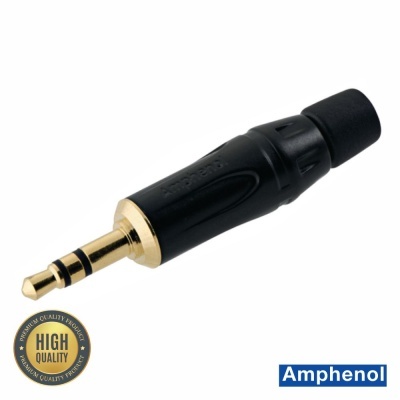 Ficha Jack 3.5mm Macho Stereo Dourada AMPHENOL