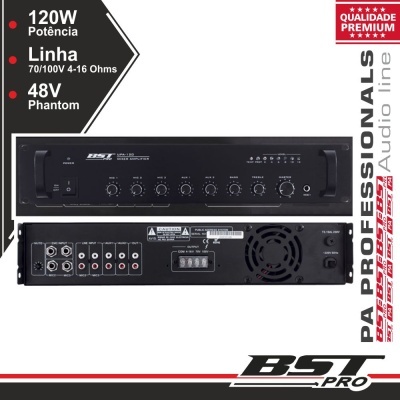AMPLIFICADOR PA PHANTOM 120W 10 ENTRADAS BSTPRO