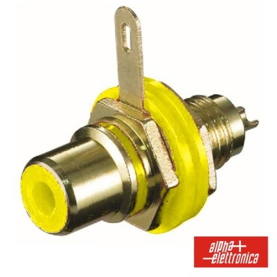 Conector coaxial metálico com isolamento amarelo e selo alpha elettronica