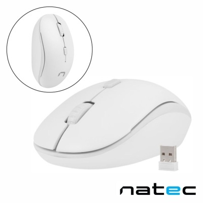 Rato sem fios branco Natec com receptor USB
