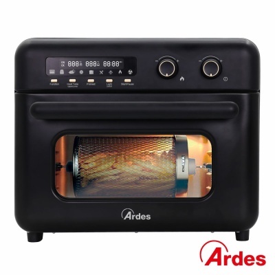 Forno elétrico preto Ardes com painel digital e grelha rotativa