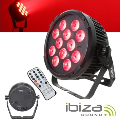 Projetor Luz C 12 LEDS RGBWA-UV DMX Comando IBIZA