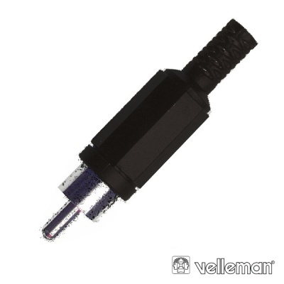 FICHA RCA MACHO PRETA PVC C PROTEÇÃO DE CABO