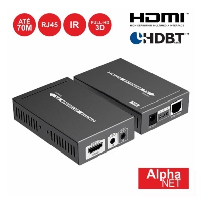 RECEPTOR E TRANSMISSOR HDMI RJ45 HDBASET POH 70M ALPHANET