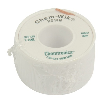 Rolo branco de fio de solda Chem-Wik ROSIN com texto verde