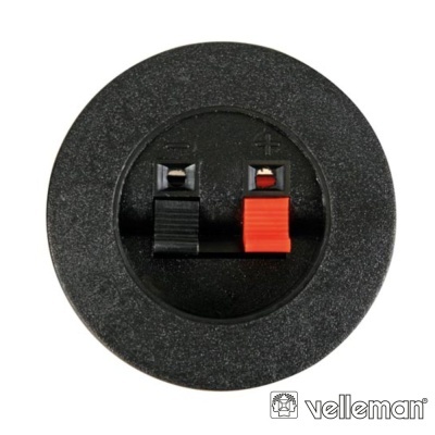 Conector redondo de altifalante com presilhas preta e vermelha