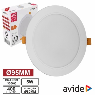 Painel LED embutido redondo branco com 95mm de diâmetro e embalagem