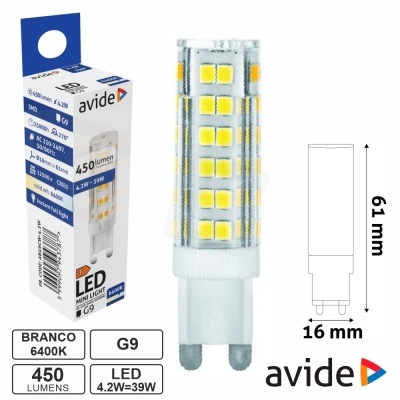 Lâmpada LED G9 4.2W 230V 6400K 450lm AVIDE