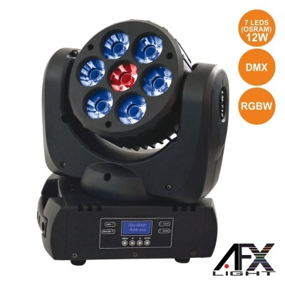 MOVING HEAD WASH 7 LEDS OSRAM 12W RGBW DMX AFXLIGHT