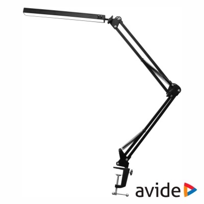 Candeeiro articulado de secretária preto com fixação ajustável, logótipo avide