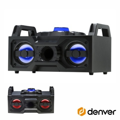 SISTEMA SOM PORTÁTIL 2X4" USBBTFMREC LEDS DENVER