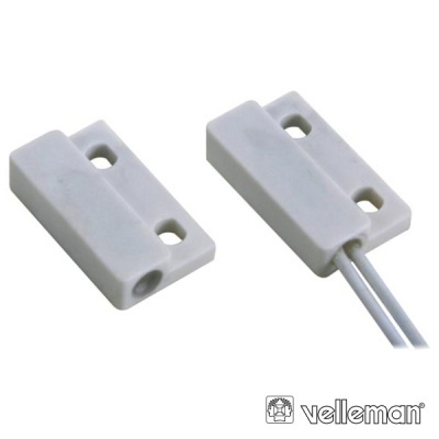 Sensor magnético de segurança branco com fios e orifícios para fixação