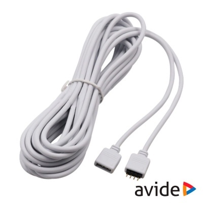 Cabo branco com conetores de 4 pinos da marca Avide enrolado
