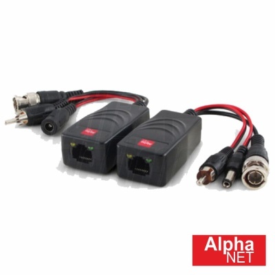 Adaptadores de vídeo Alpha NET com cabos e conectores BNC e RJ45