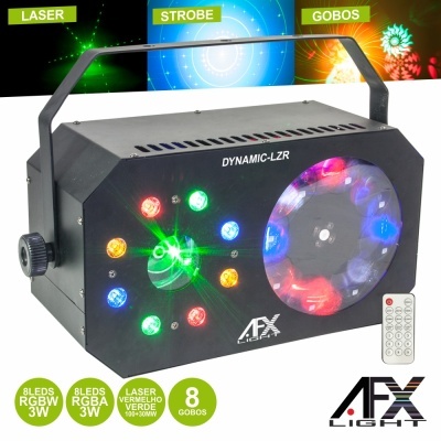 Dispositivo de luz AFX LIGHT DYNAMIC-LZR com LEDs coloridos e controle remoto