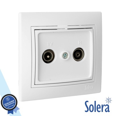 Tomada de parede branca Solera com entradas TV e R