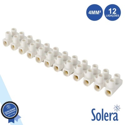 Conector elétrico branco com 12 ligações para fios 4MM² Solera