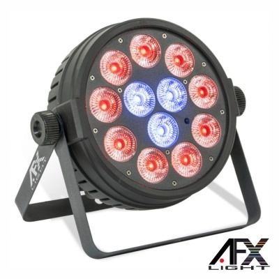 Luz de palco LED redonda com LEDs vermelhos e azuis em suporte preto