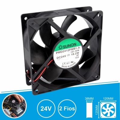 Ventoinha 24V 120x120x38mm 2 Fios SUNON