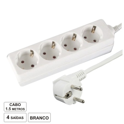 TOMADA ELÉTRICA C 4 SAÍDAS 1.5M BRANCO
