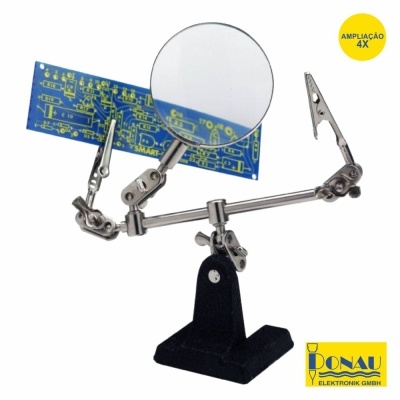 SUPORTE ARTICULADO C LUPA E PINÇAS CROCODILO DONAU