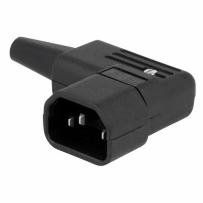 Conector elétrico preto com três pinos