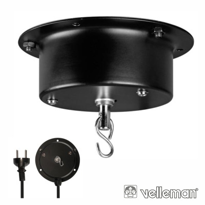 Suporte de teto preto com gancho e cabo elétrico