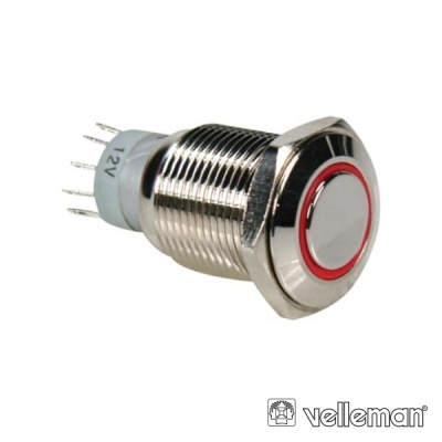 INTERRUPTOR REDONDO DE METAL SPDT 1NA 1NC ANEL VERMELHO