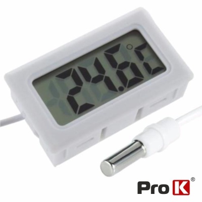 Termómetro digital branco com visor LCD