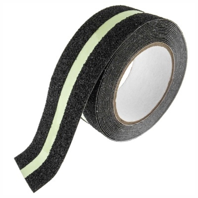 Rolo de fita antideslizante preta com faixa verde clara