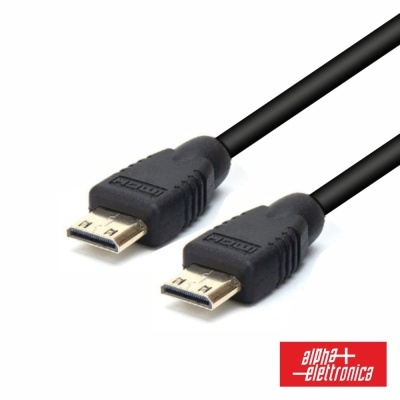 Cabo Mini HDMI Dourado Macho  Mini HDMI Macho Preto 2.5m