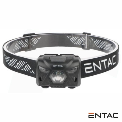 Lanterna frontal preta ENTAC com faixa ajustável decorada