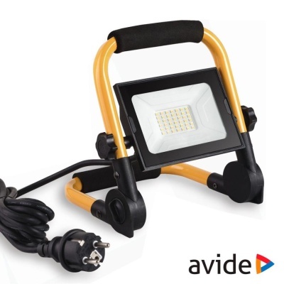 Foco LED 30W 230V 4000K 2100lm Preto IP65 c Suporte AVIDE