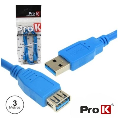 CABO USB-A 3.0 MACHO  USB-A FÊMEA 3M PROK