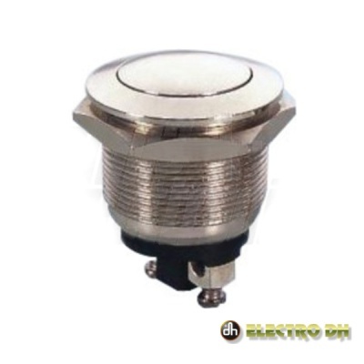 Botão metálico de pressão prateado com base preta