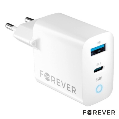Alimentador Comutado 1xUSB-C1xUSB-A PDQC 65W GaN FOREVER