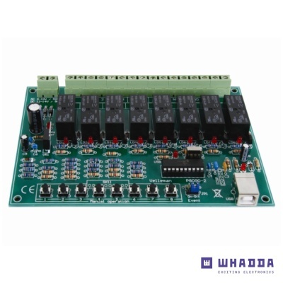 Placa USB Relé de 8 Canais WHADDA