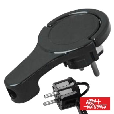 FICHA SCHUKO MACHO C TERRA ANEL EXTRAÇÃO 250V PRETO