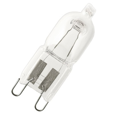 Lâmpada halógena transparente com pinos metálicos