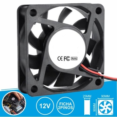 VENTOINHA 12V 90x90x25MM FICHA 2 PINOS